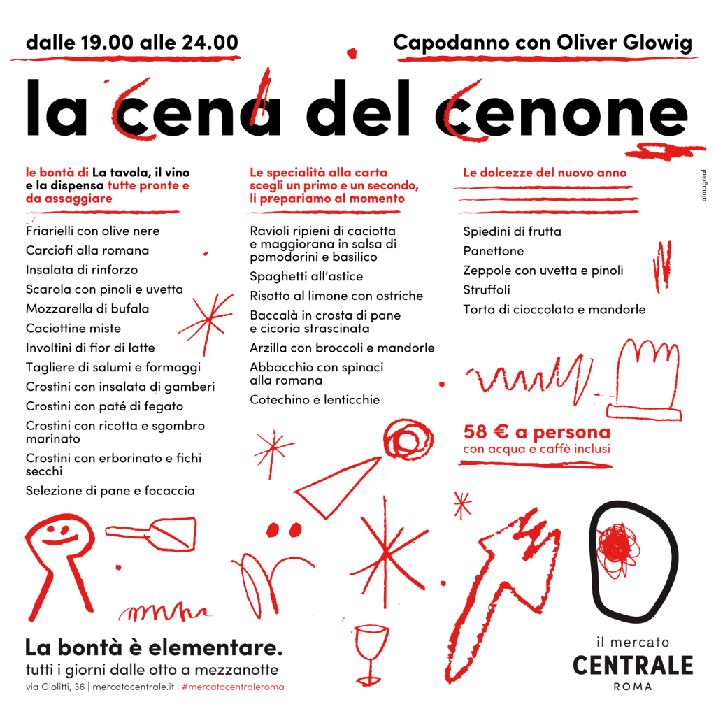 La Cena del Cenone Capodanno con Oliver Glowig ristorante La Tavola il Vino e la Dispensa al Mercato Centrale Roma