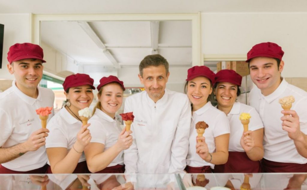 Geppy Sferra staff gelateria Strawberry Fields viale Bardanzellu Roma